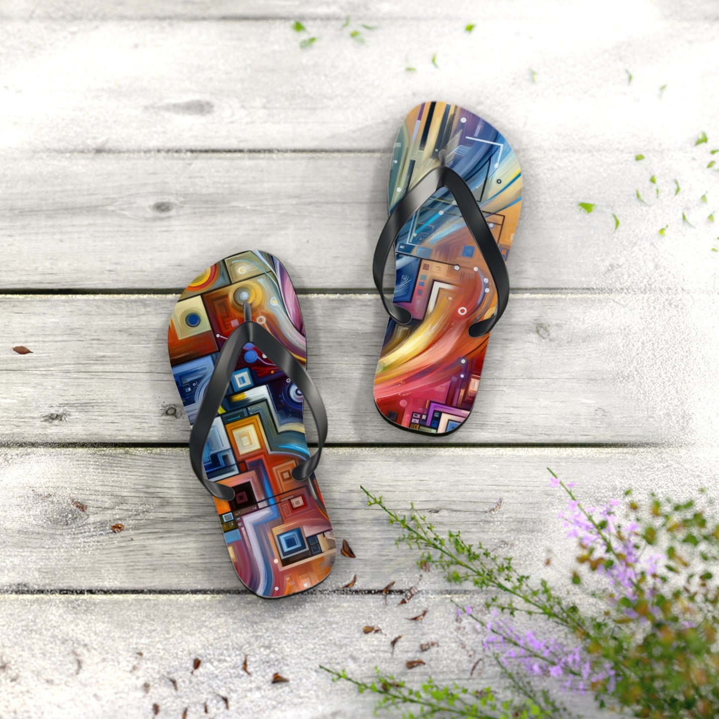 Digital Mindfulness Abstract Flip Flops