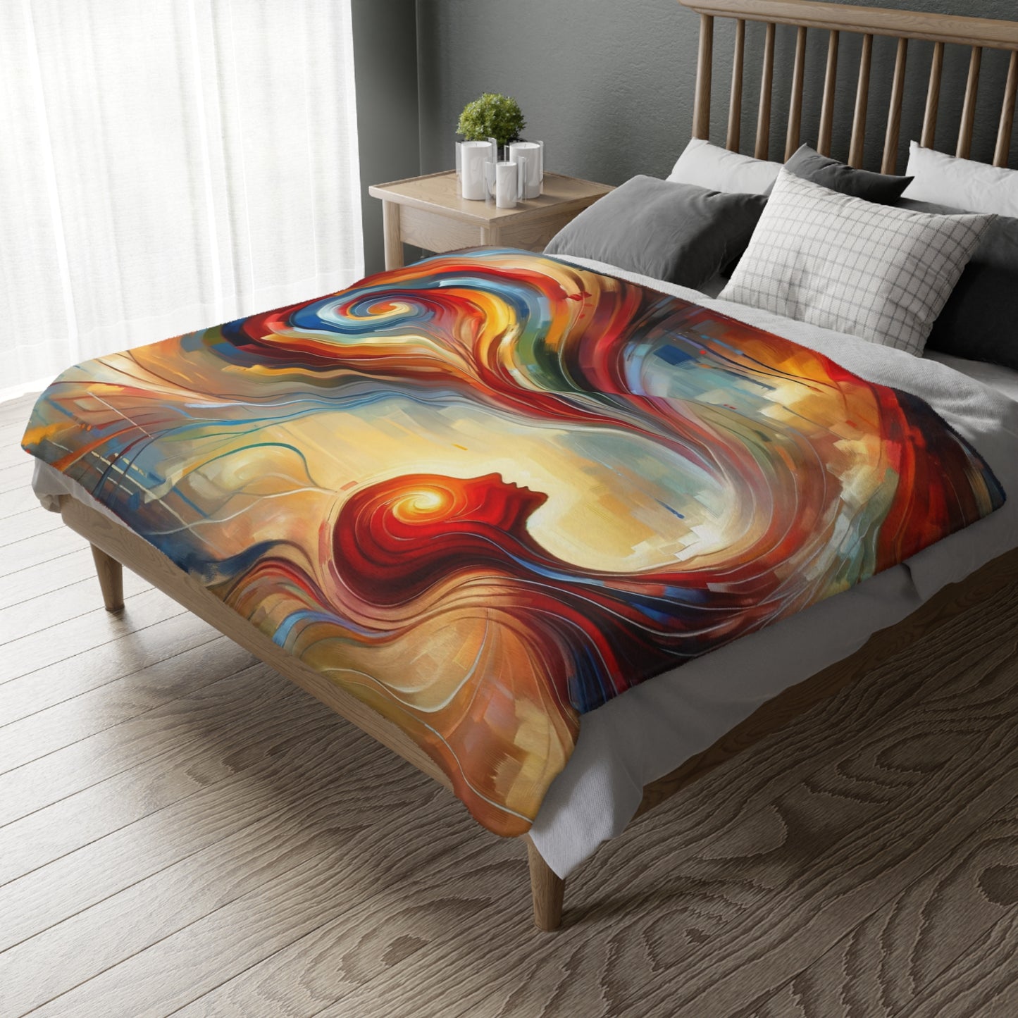 Empathetic Spiral Dialogue Velveteen Microfiber Blanket (Two-sided print)