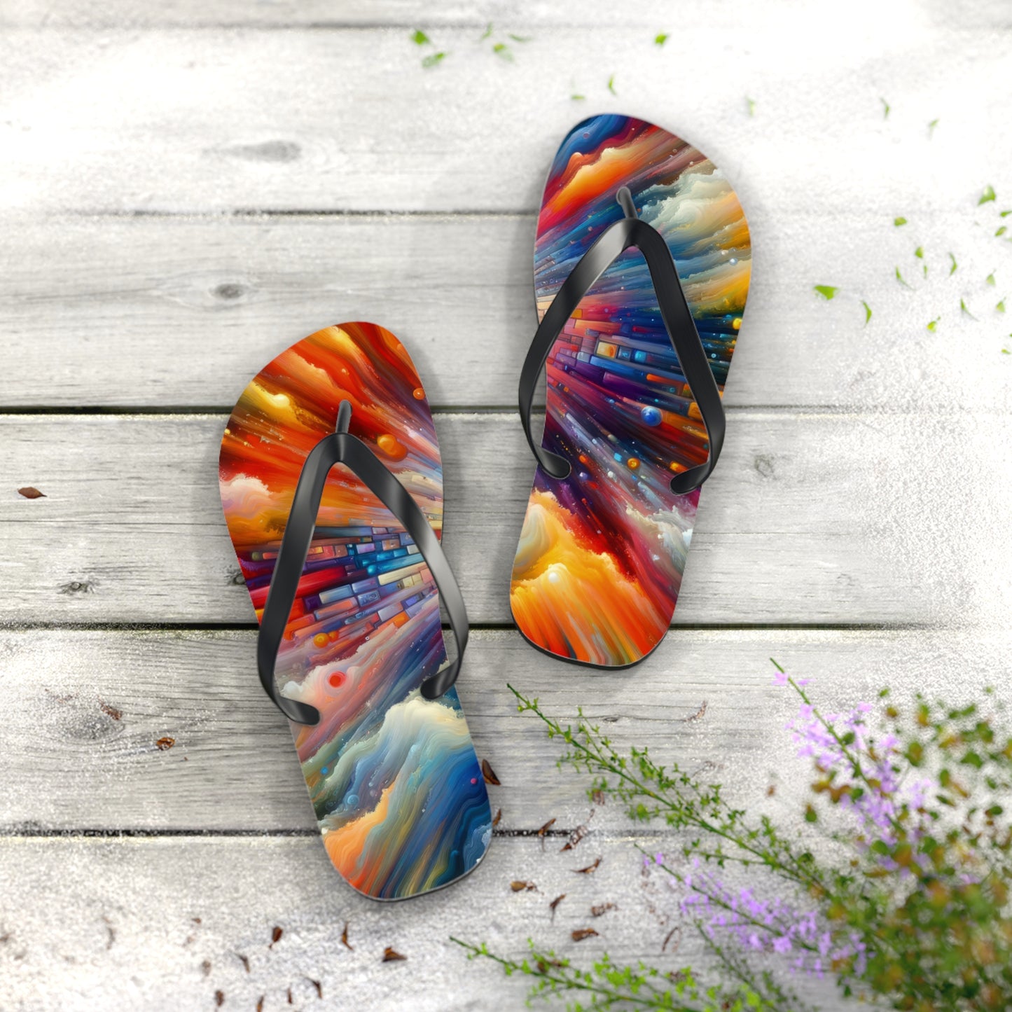 Kaleidoscopic Tachism Breath Flip Flops