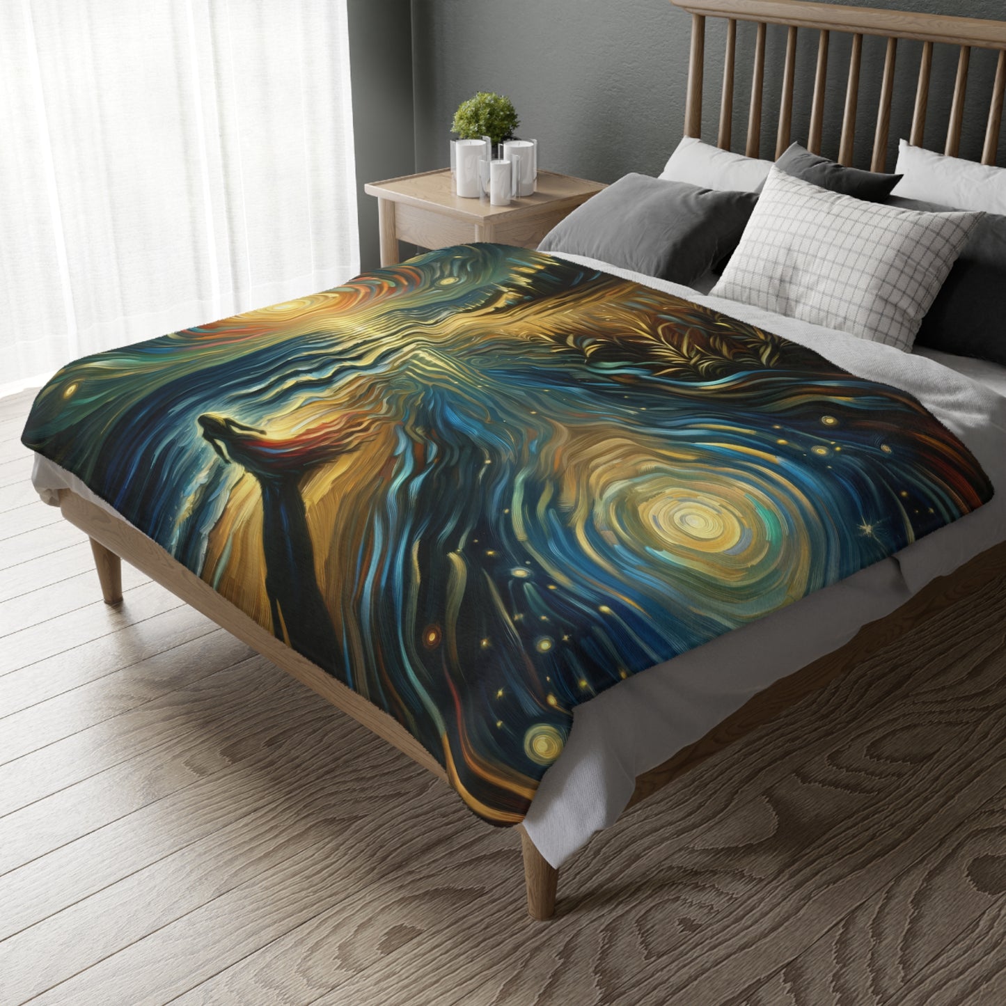 Solitary Evening Departure Velveteen Microfiber Blanket (Two-sided print)