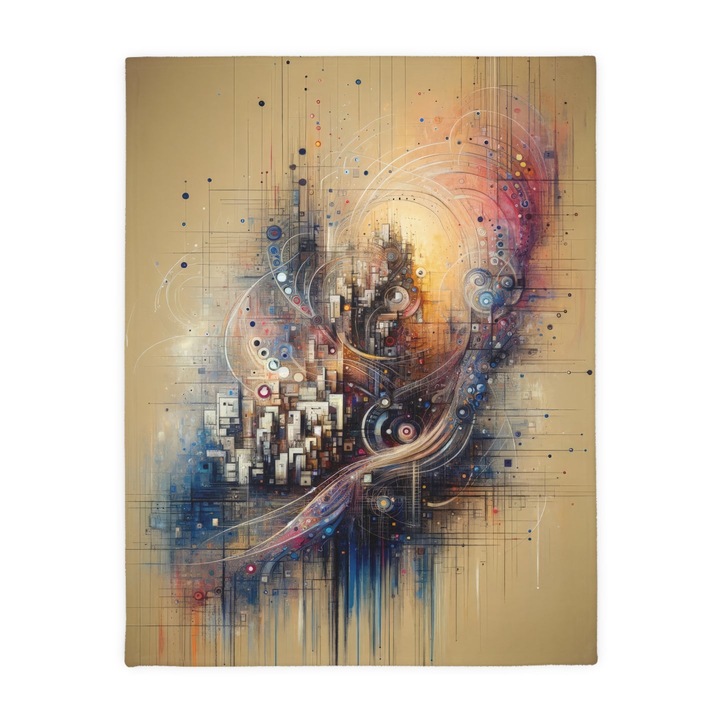 Digital Rhythmic Architecture Velveteen Microfiber Blanket (Two-sided print)