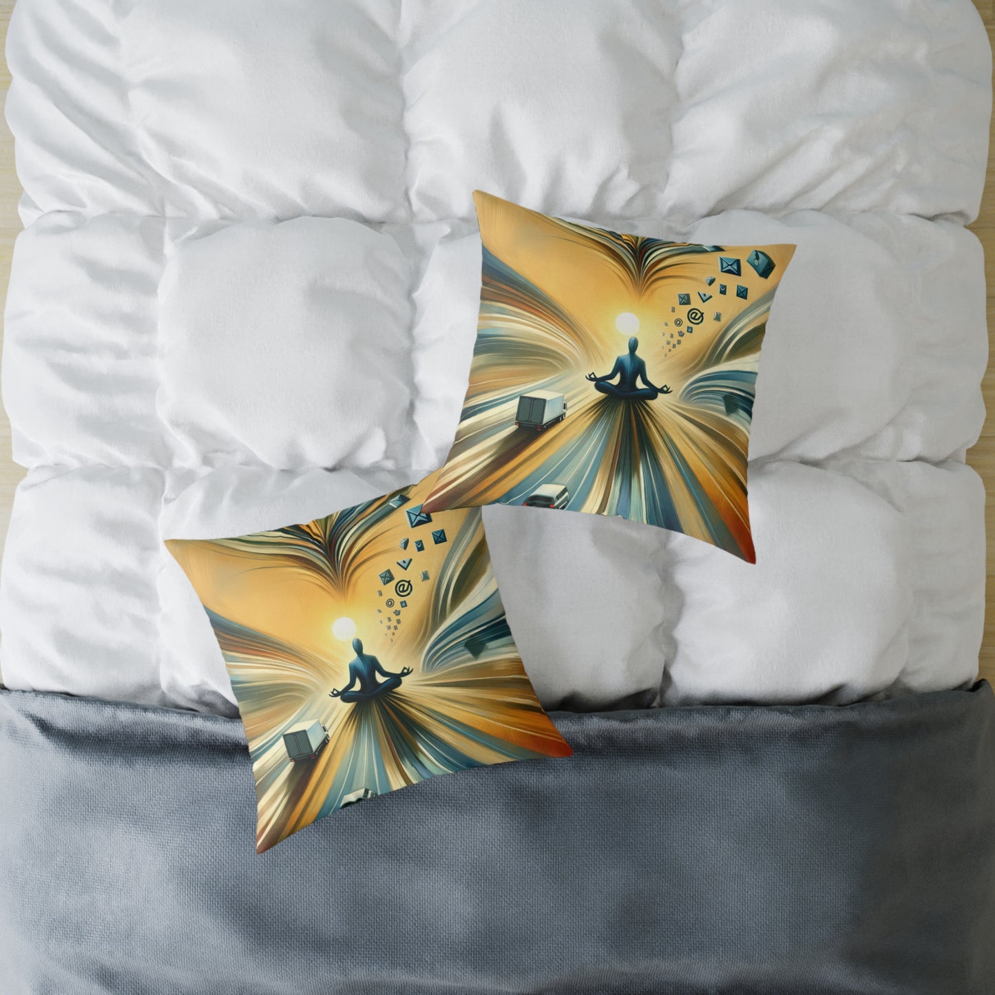 Meditative Commute Flow Spun Polyester Pillow