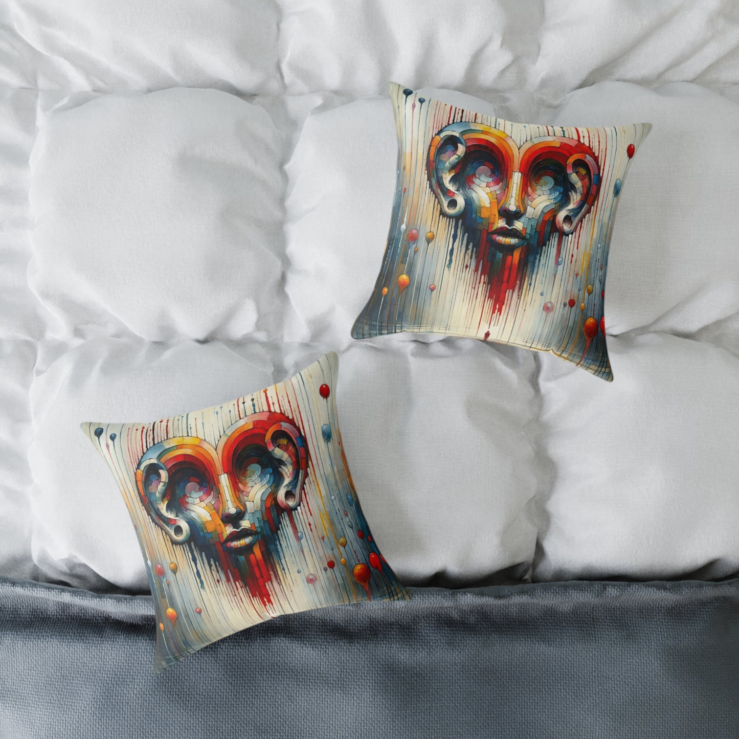 Ears Heart Expression Spun Polyester Pillow