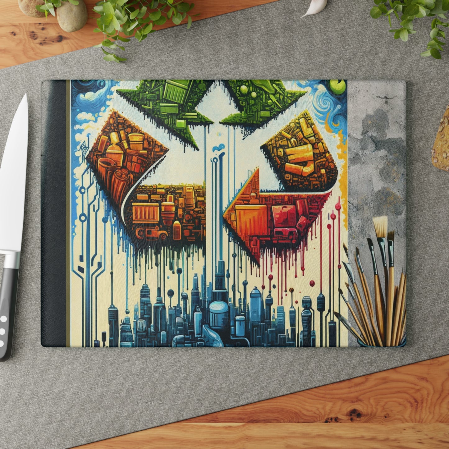 Upcycling Lifecycle Artistry Glass Cutting Board