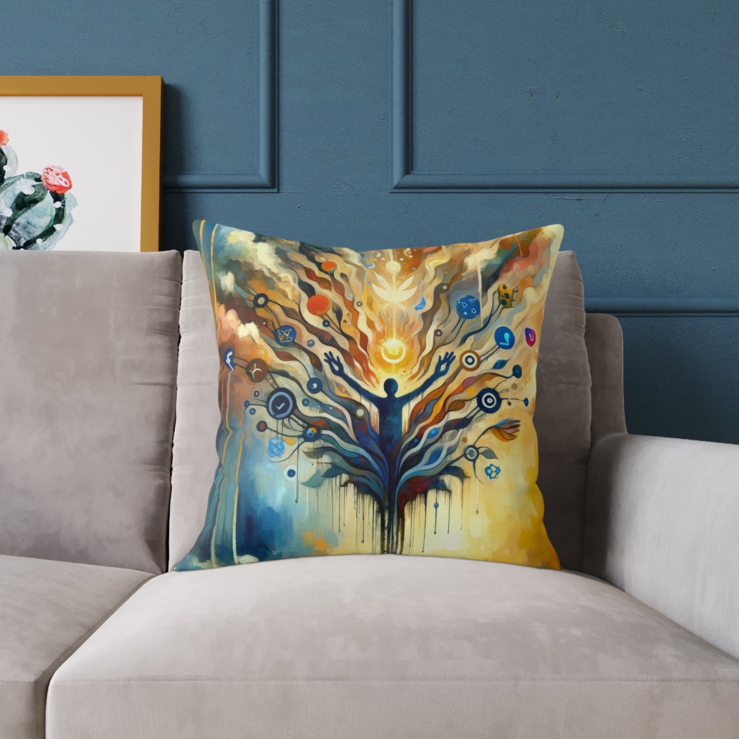 Reflective Digital Meditation Spun Polyester Pillow