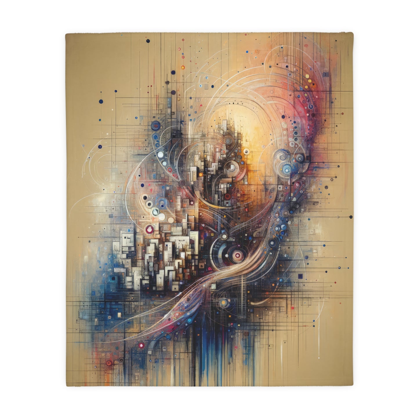 Digital Rhythmic Architecture Velveteen Microfiber Blanket (Two-sided print)