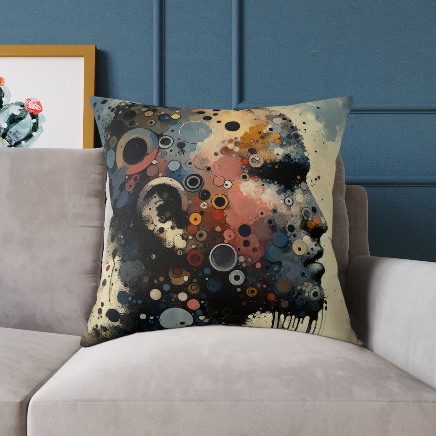 Reflective Tachism Contemplation Spun Polyester Pillow