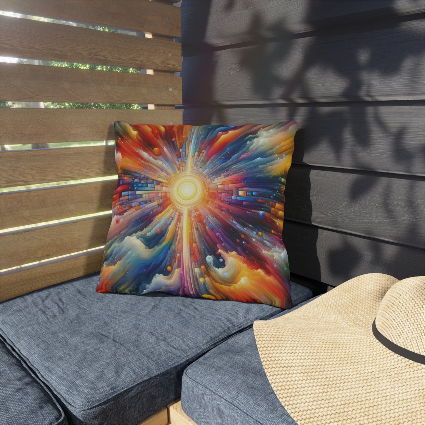 Kaleidoscopic Tachism Breath Outdoor Pillows