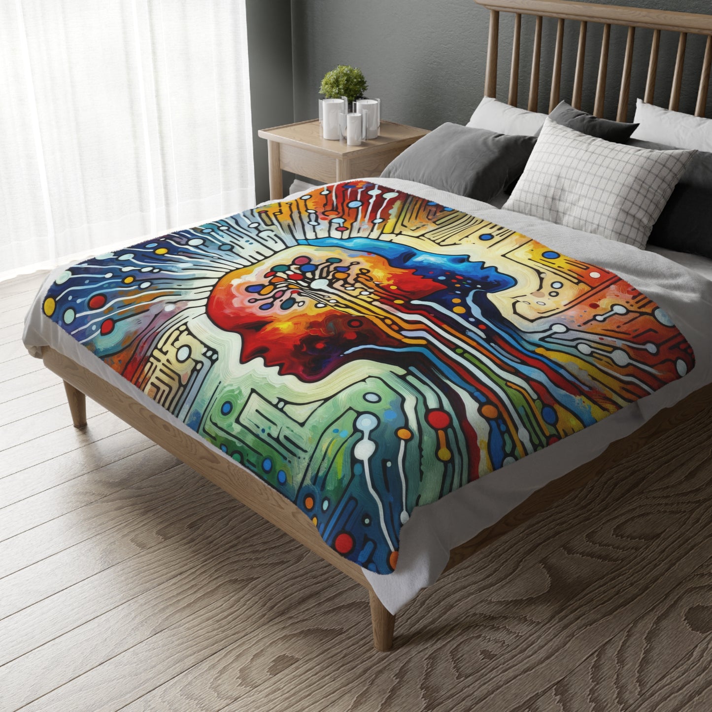Empathetic Connection Abstract Velveteen Microfiber Blanket (Two-sided print)