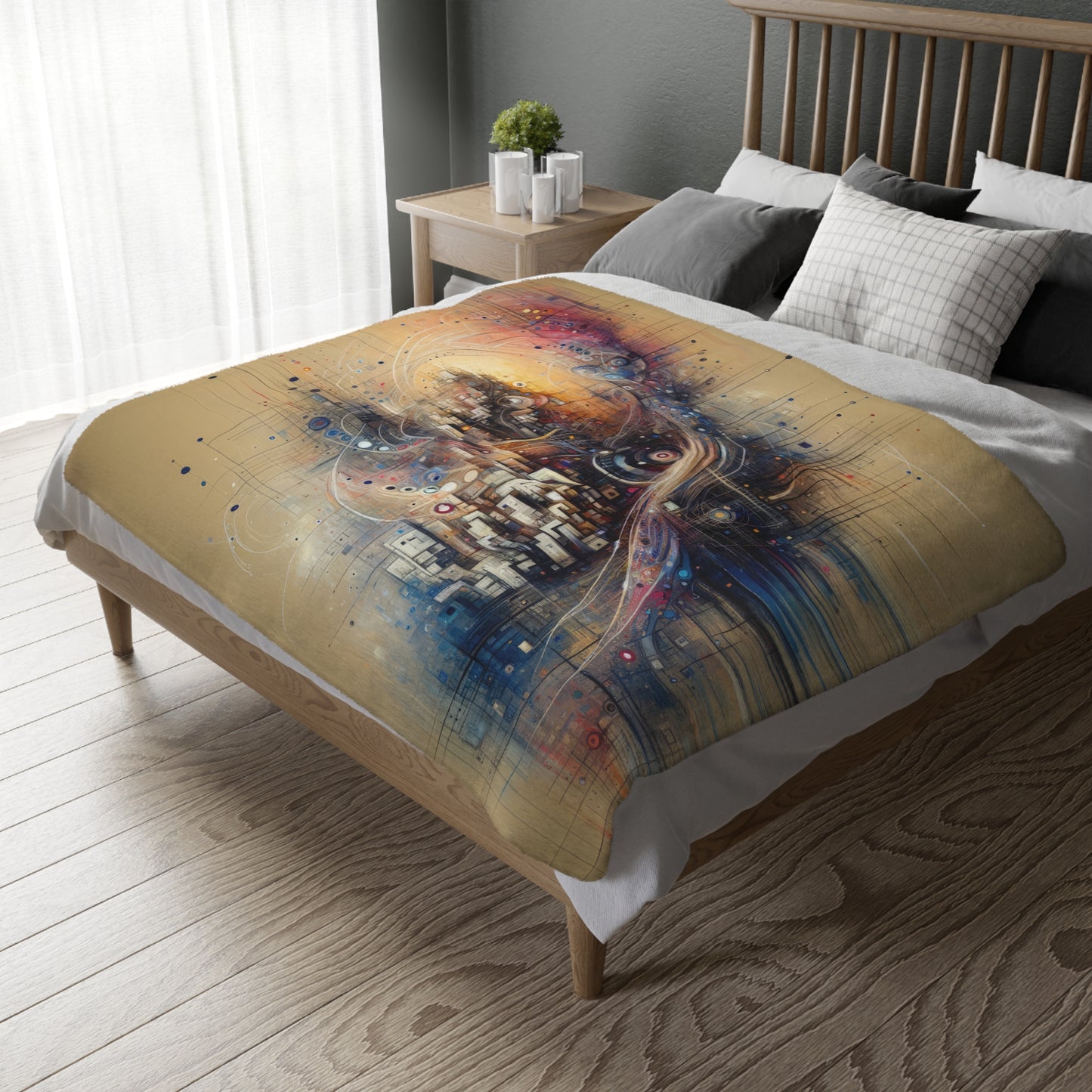 Digital Rhythmic Architecture Velveteen Microfiber Blanket (Two-sided print)