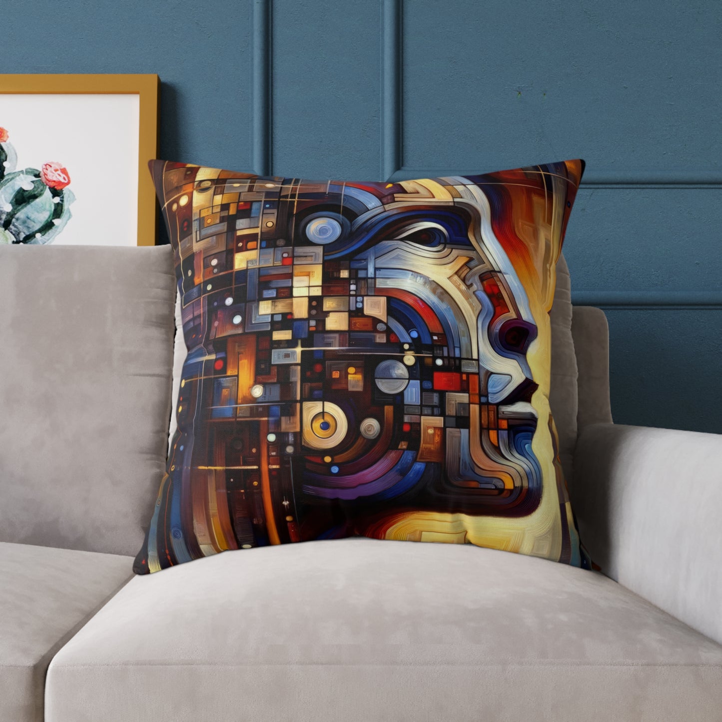 Reflective Tachism Shield Spun Polyester Pillow