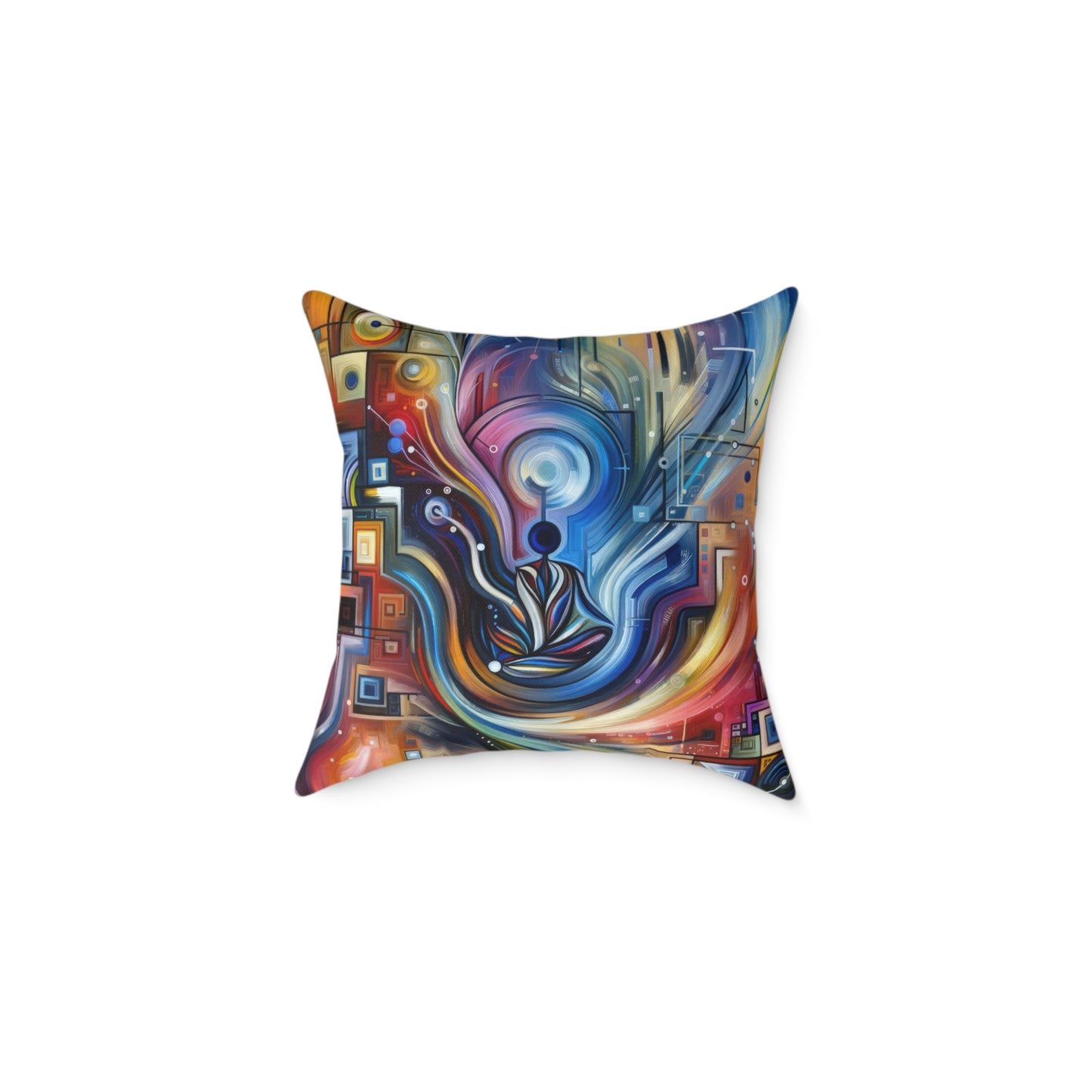 Digital Mindfulness Abstract Spun Polyester Pillow