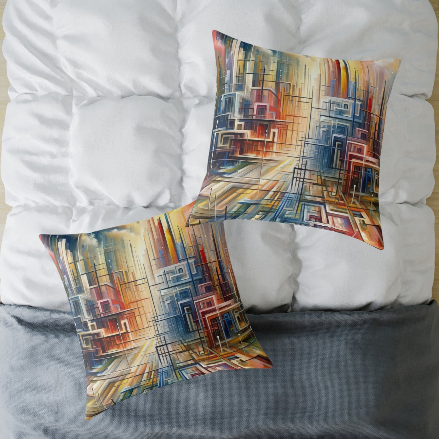 Urban Flow Interconnectedness Spun Polyester Pillow