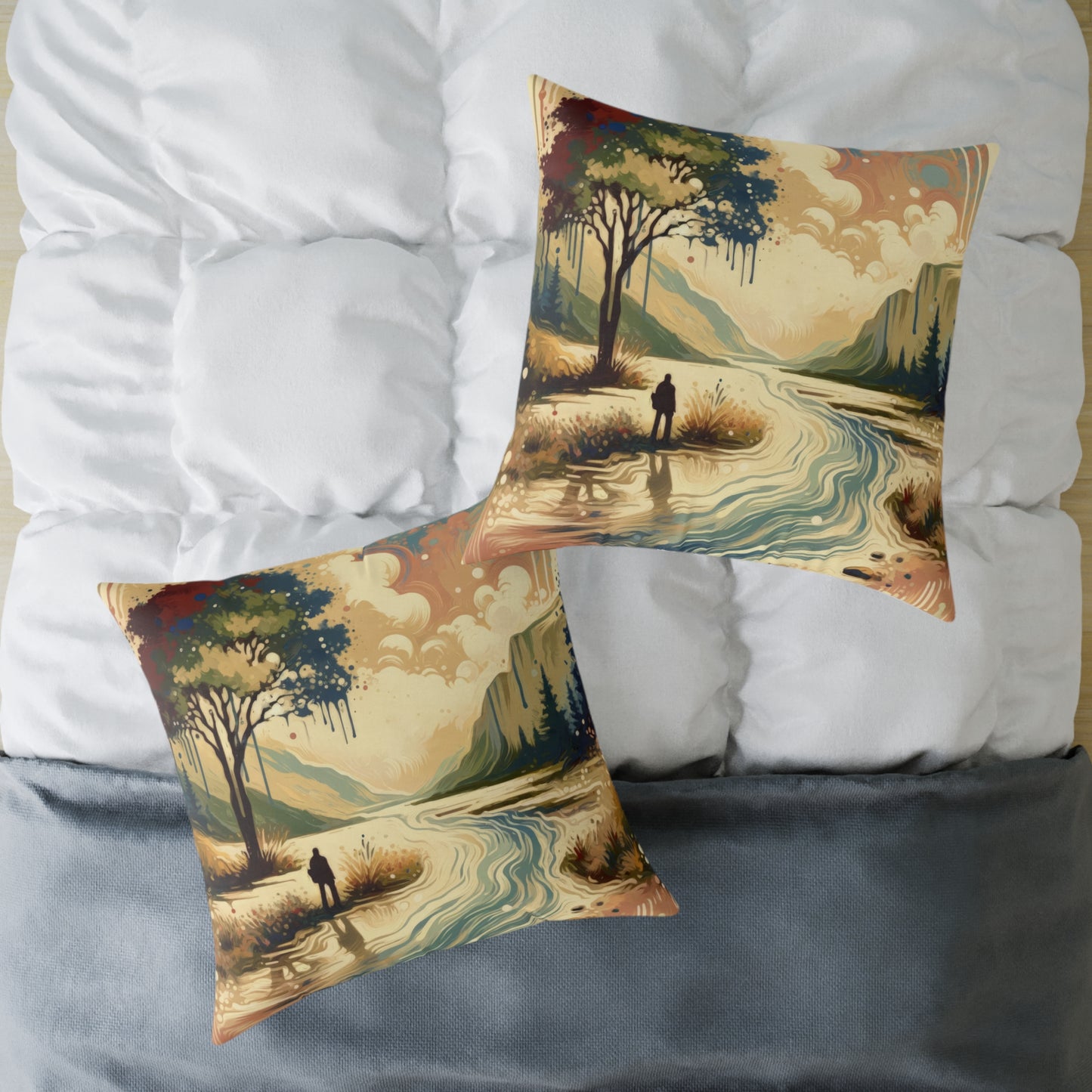 Serene Stream Sojourn Spun Polyester Pillow