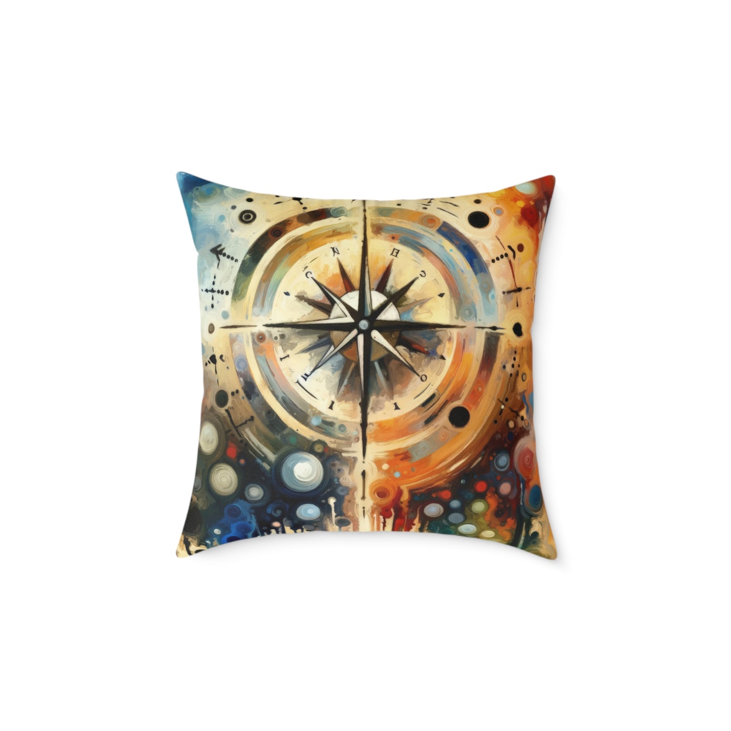Guidance Abstract Compass Spun Polyester Pillow
