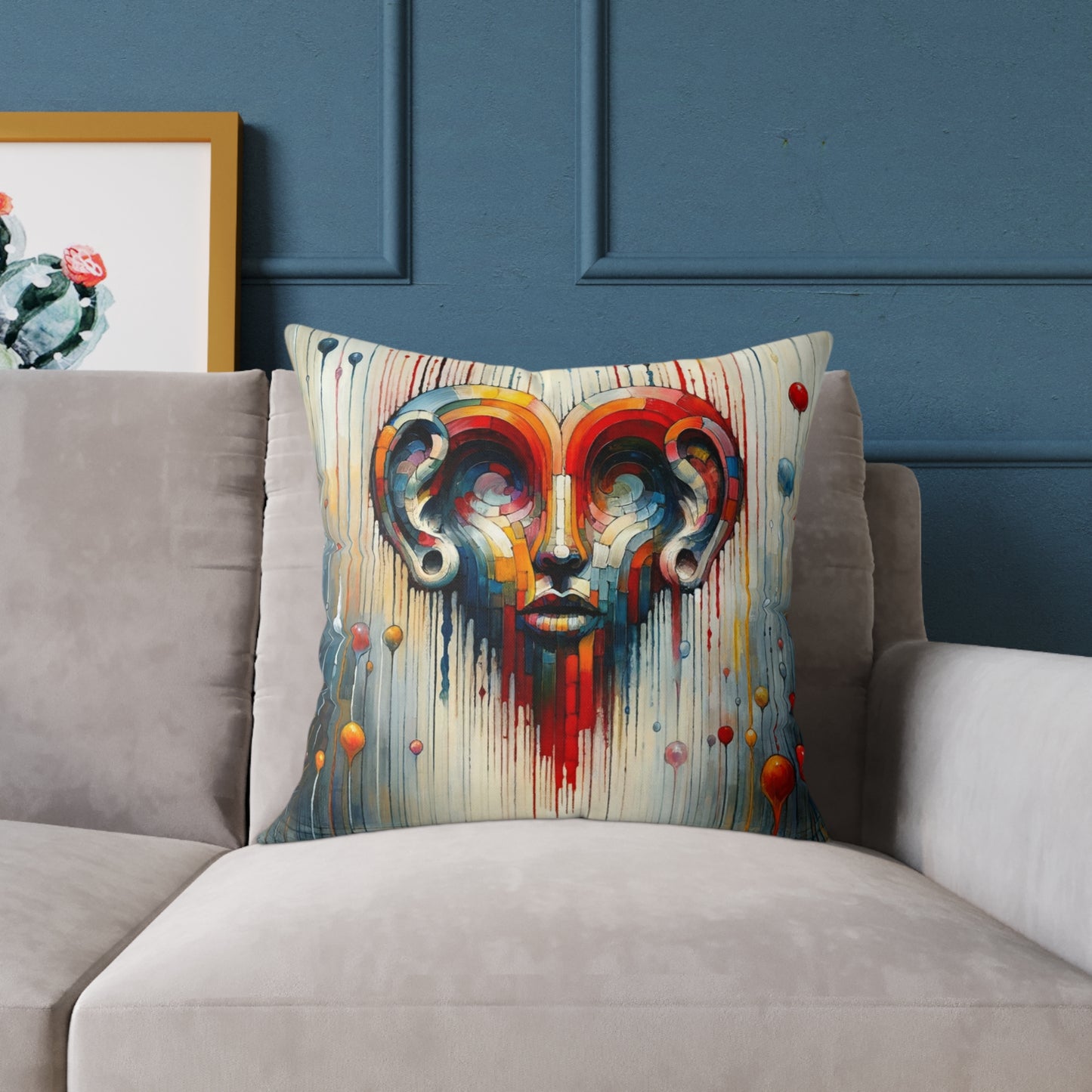 Ears Heart Expression Spun Polyester Pillow