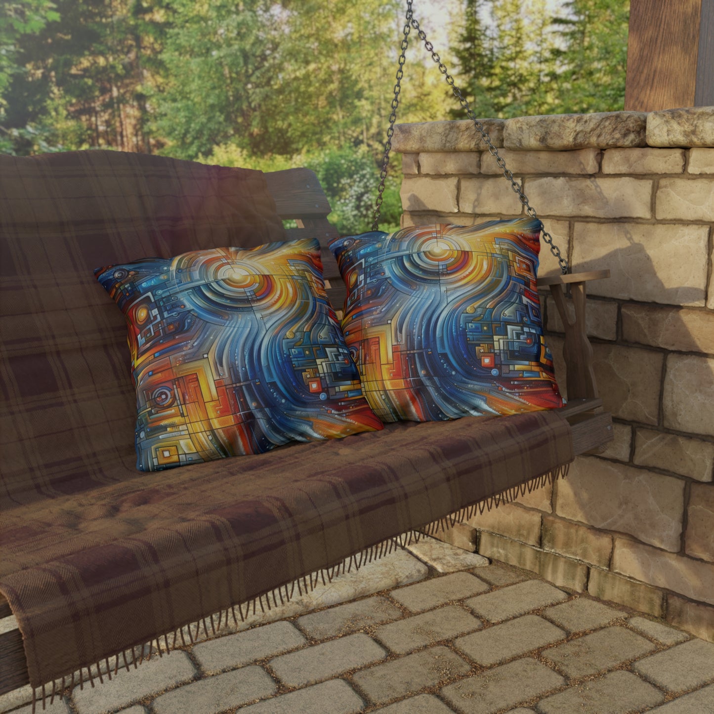 Digital Tachism Connectivity Outdoor Pillows