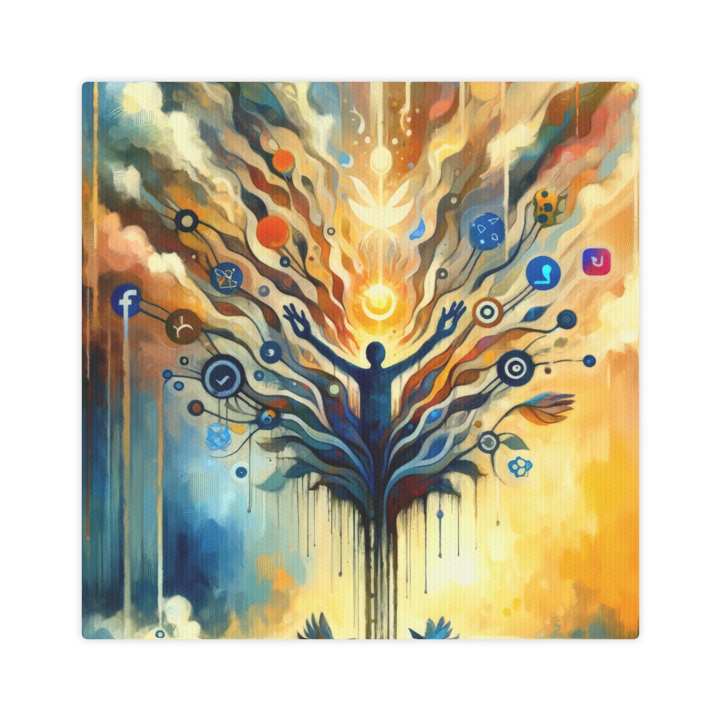 Reflective Digital Meditation Canvas Photo Tile