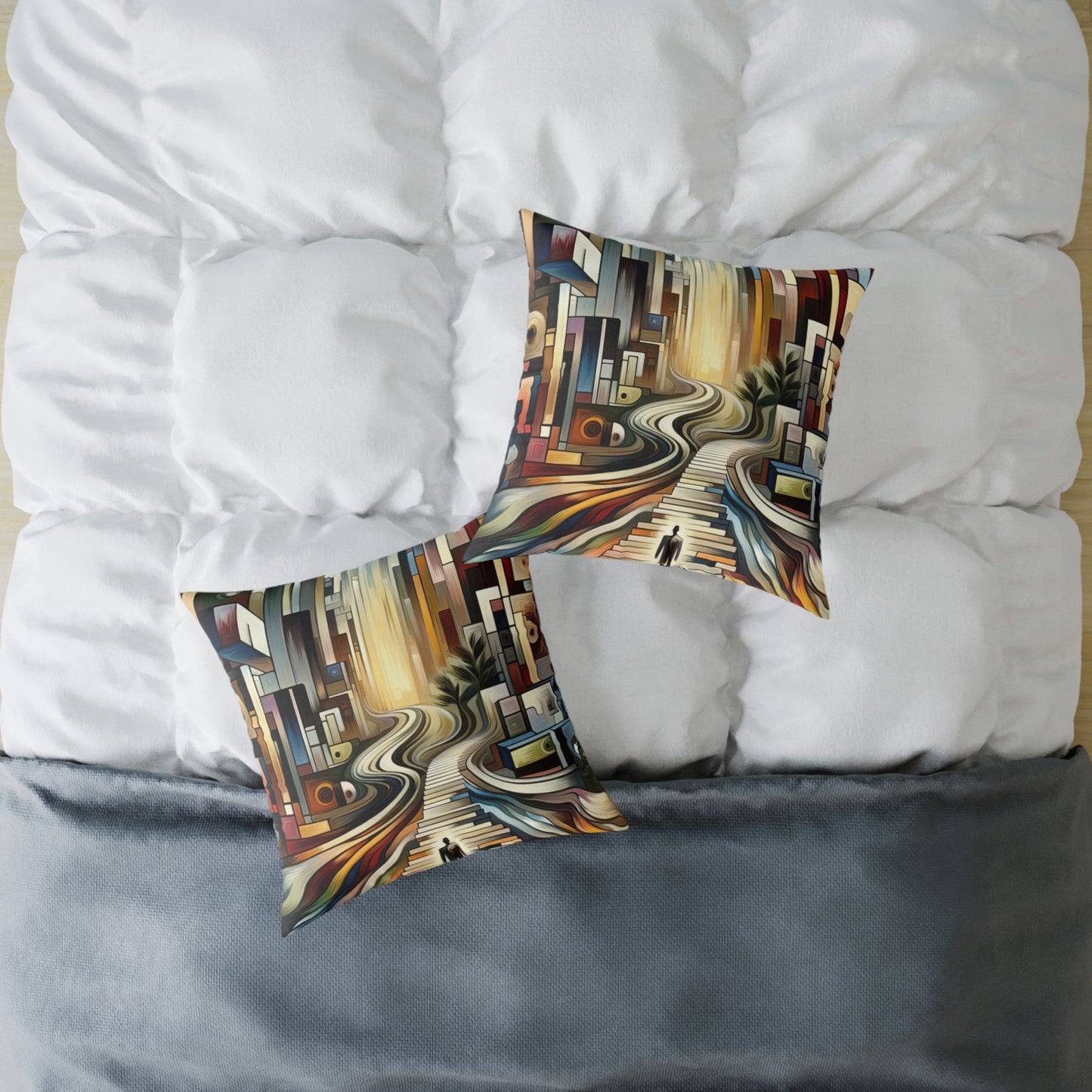 Relatable Journey Abstraction Spun Polyester Pillow