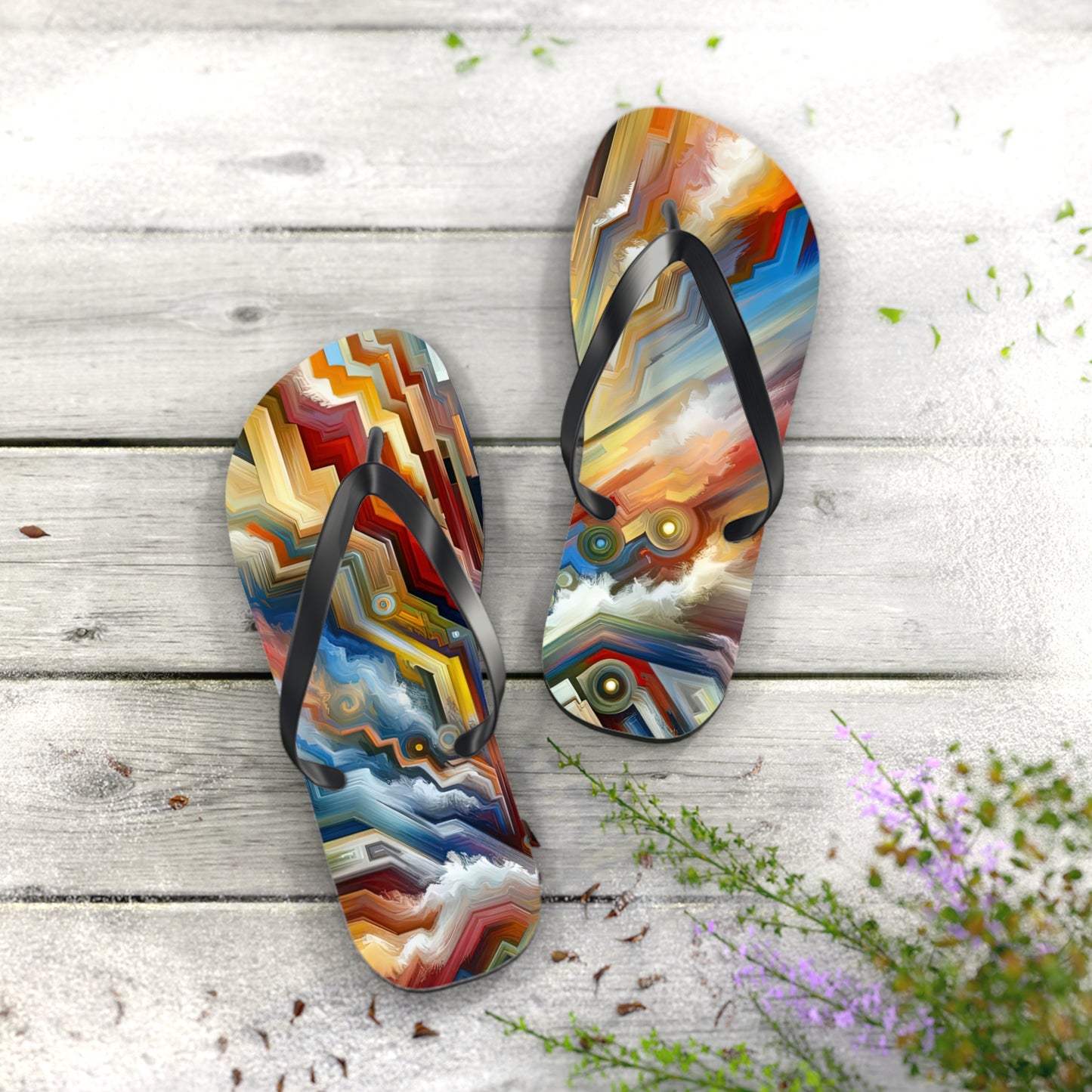 Unity Abstract Vibrancy Flip Flops