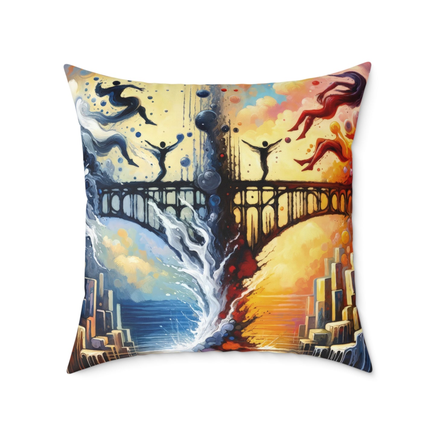 Faithful Diving Bridges Spun Polyester Pillow