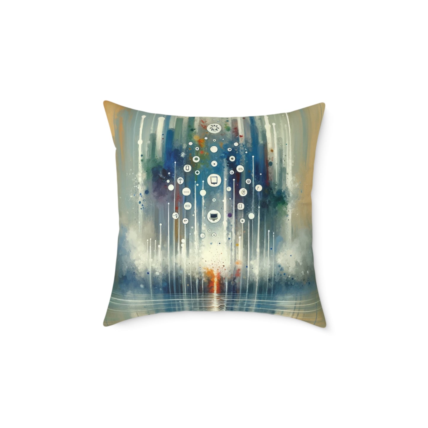 Tachism Digital Escape Spun Polyester Pillow