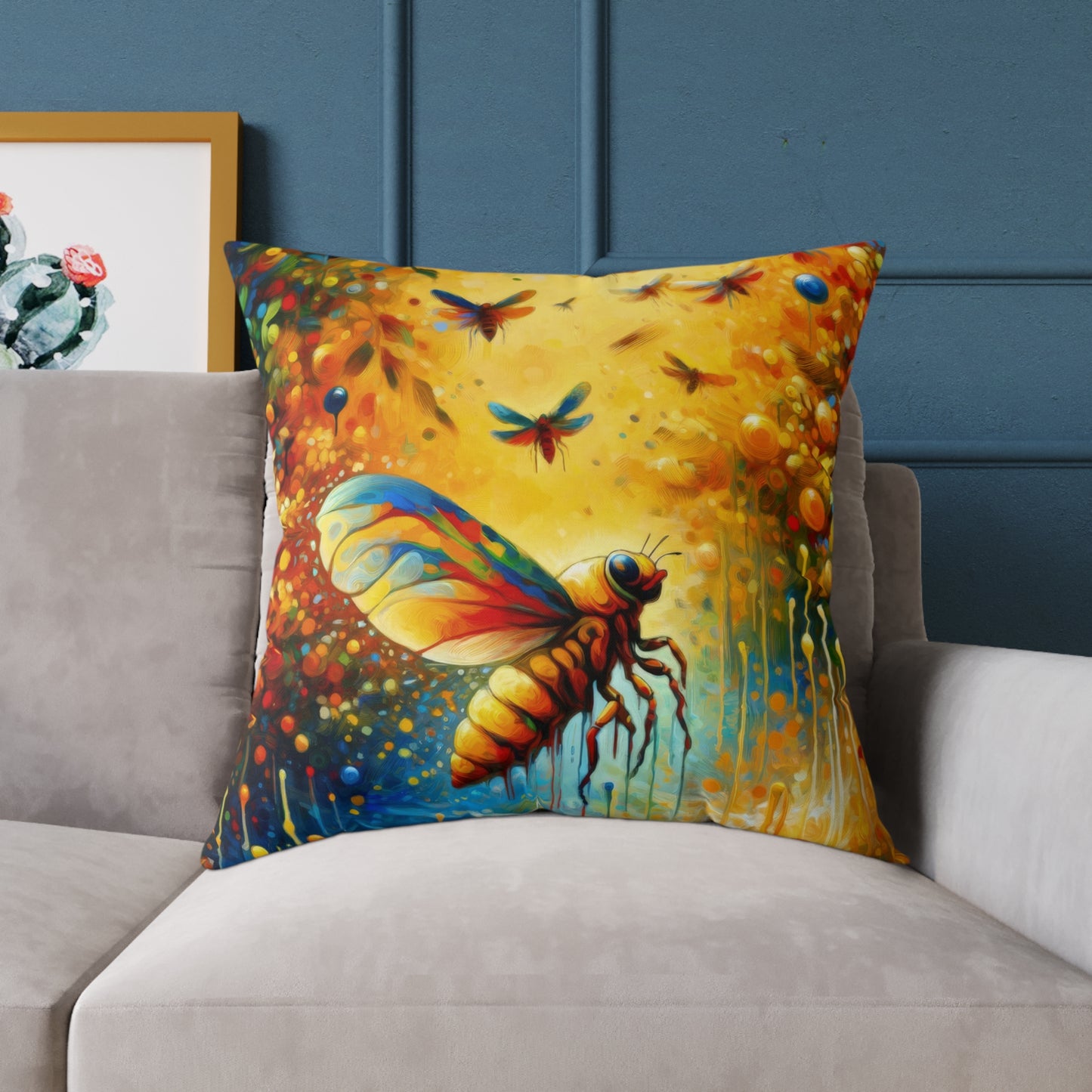 Seasonal Cicada Vibrance Spun Polyester Pillow