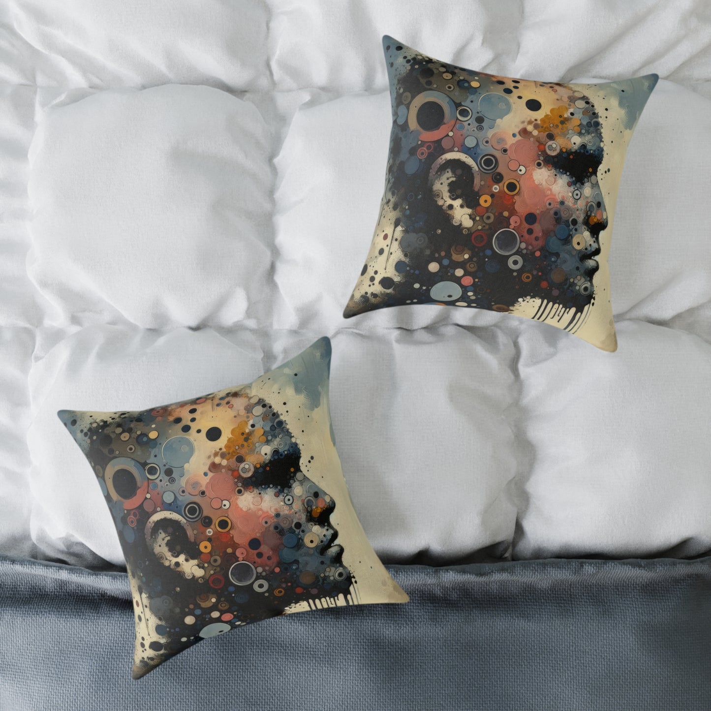 Reflective Tachism Contemplation Spun Polyester Pillow