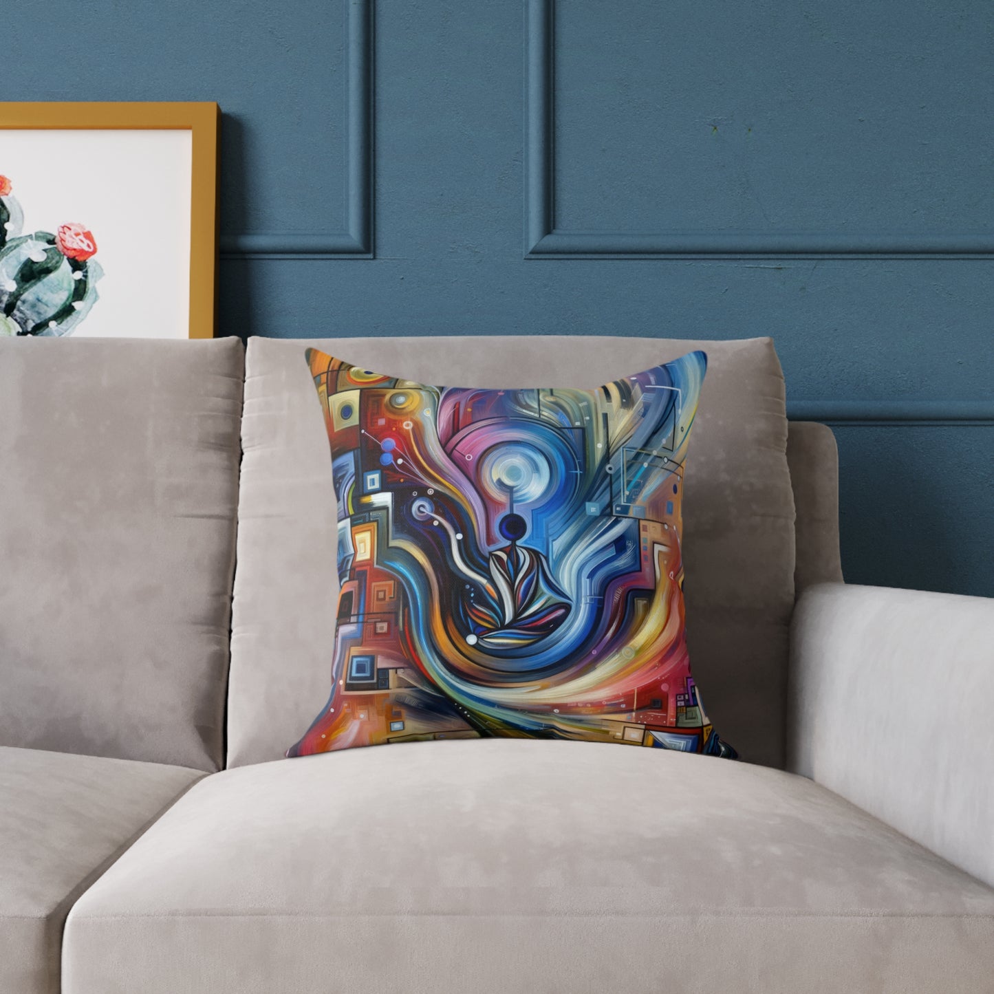 Digital Mindfulness Abstract Spun Polyester Pillow