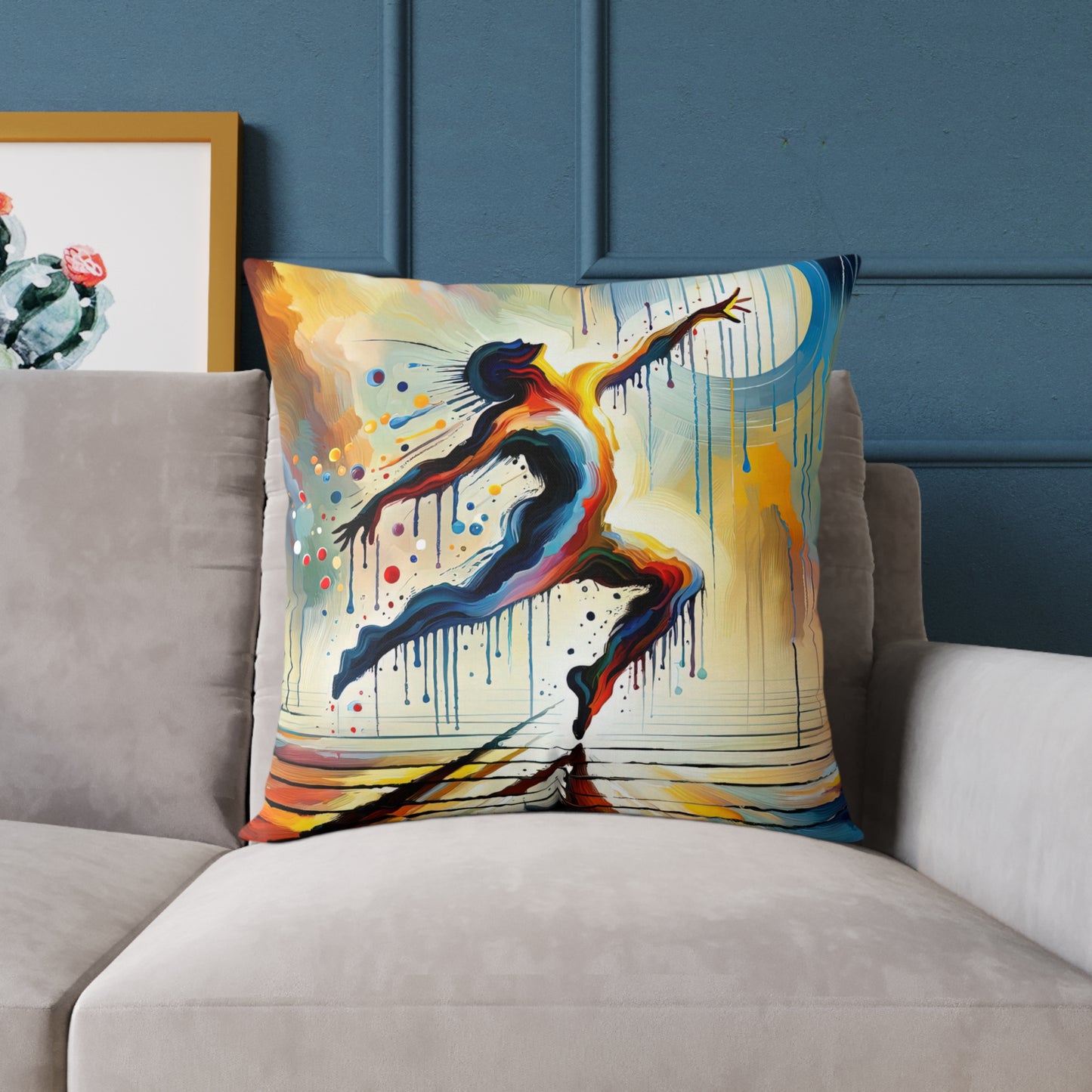 Expressive Dance Reflection Spun Polyester Pillow