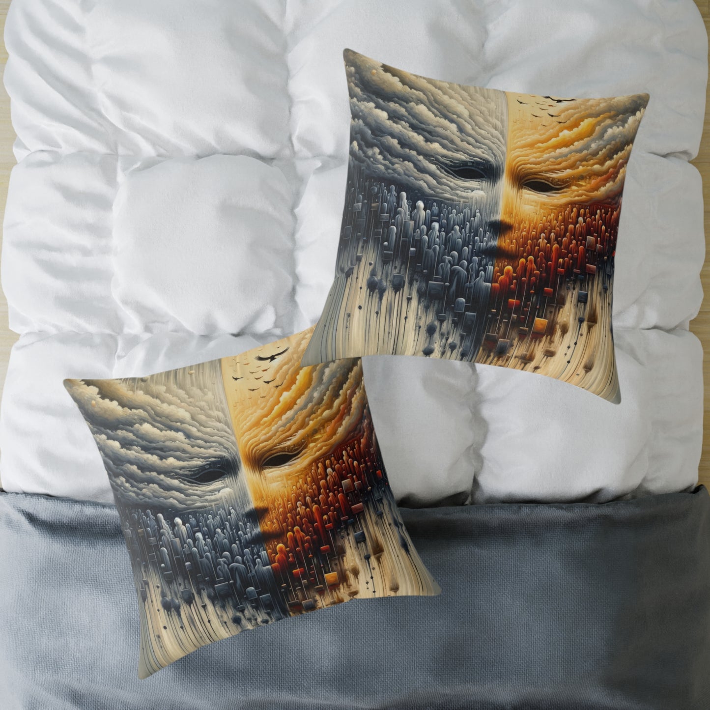 Subdued Revolutionary Currents Spun Polyester Pillow