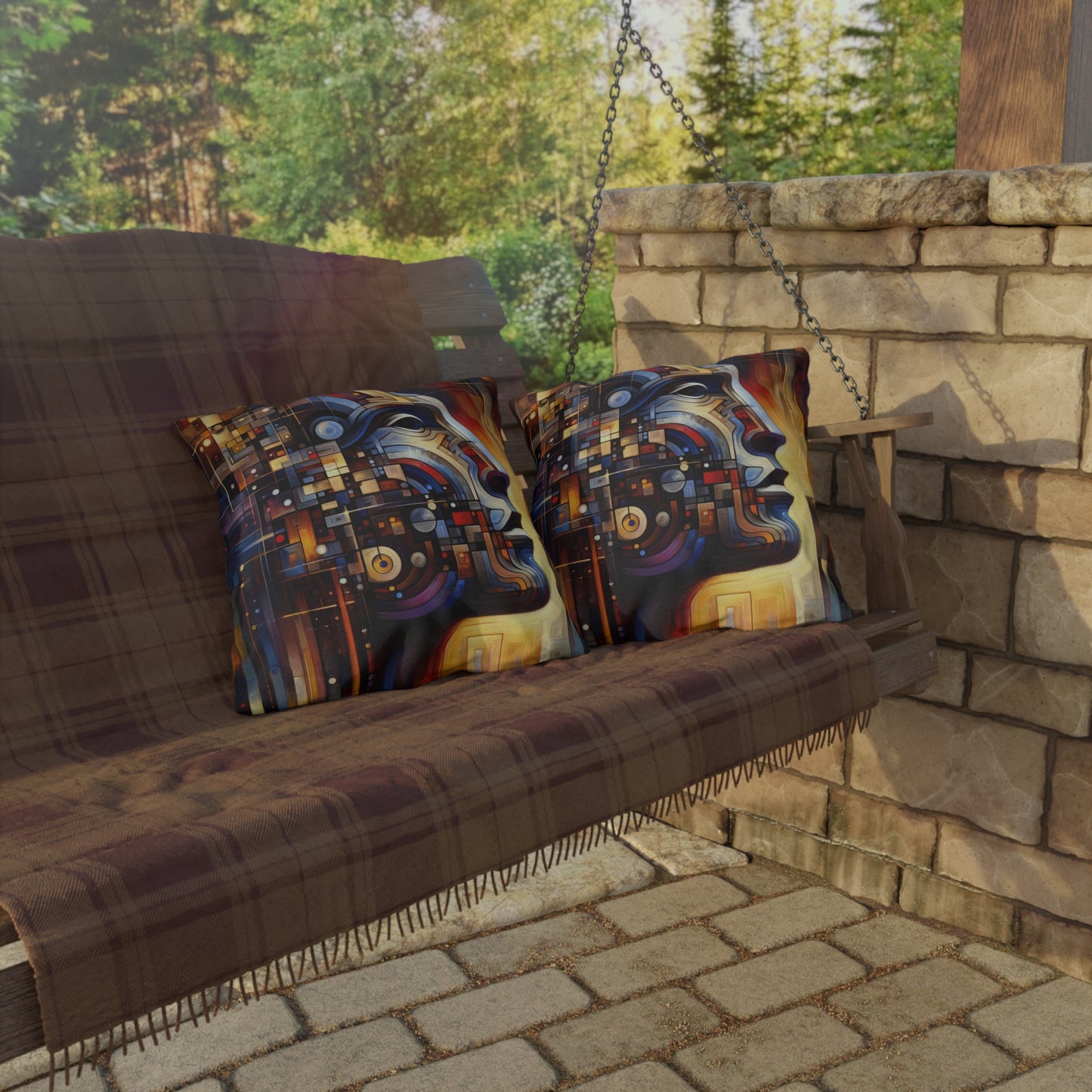 Reflective Tachism Shield Outdoor Pillows