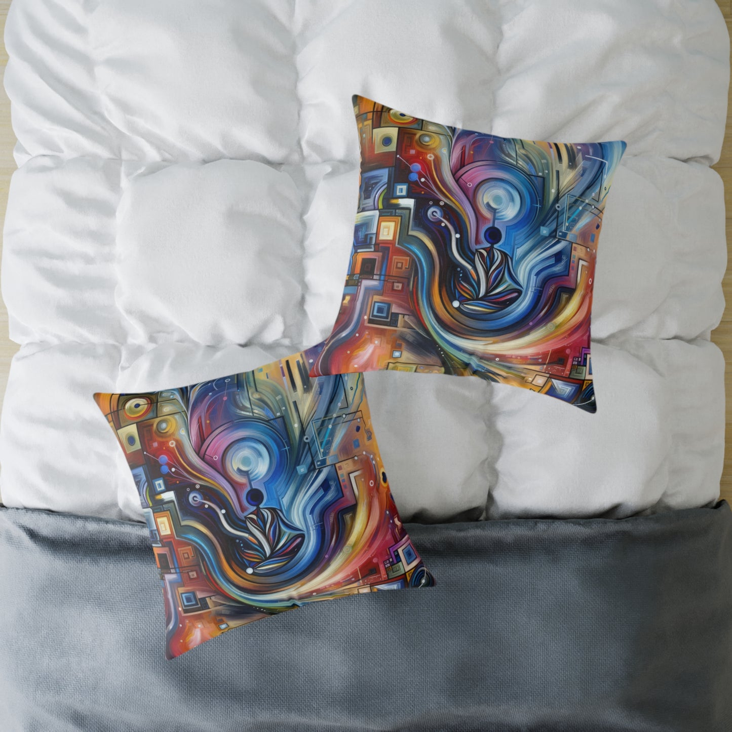 Digital Mindfulness Abstract Spun Polyester Pillow