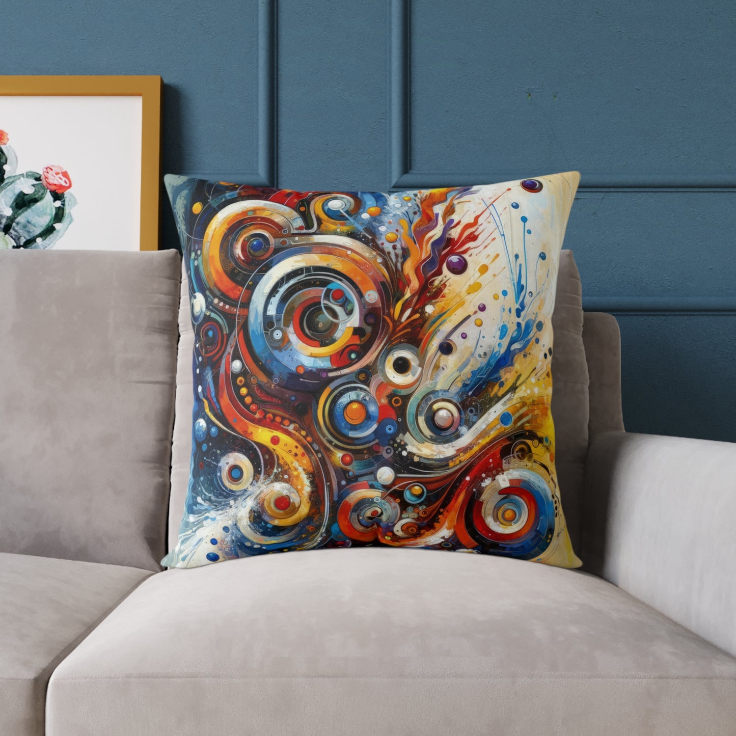 Harmonic Abstract Synergy Spun Polyester Pillow