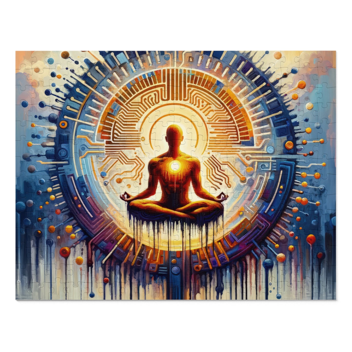 Meditative Technological Fusion Jigsaw Puzzle (30, 110, 252, 500,1000-Piece)