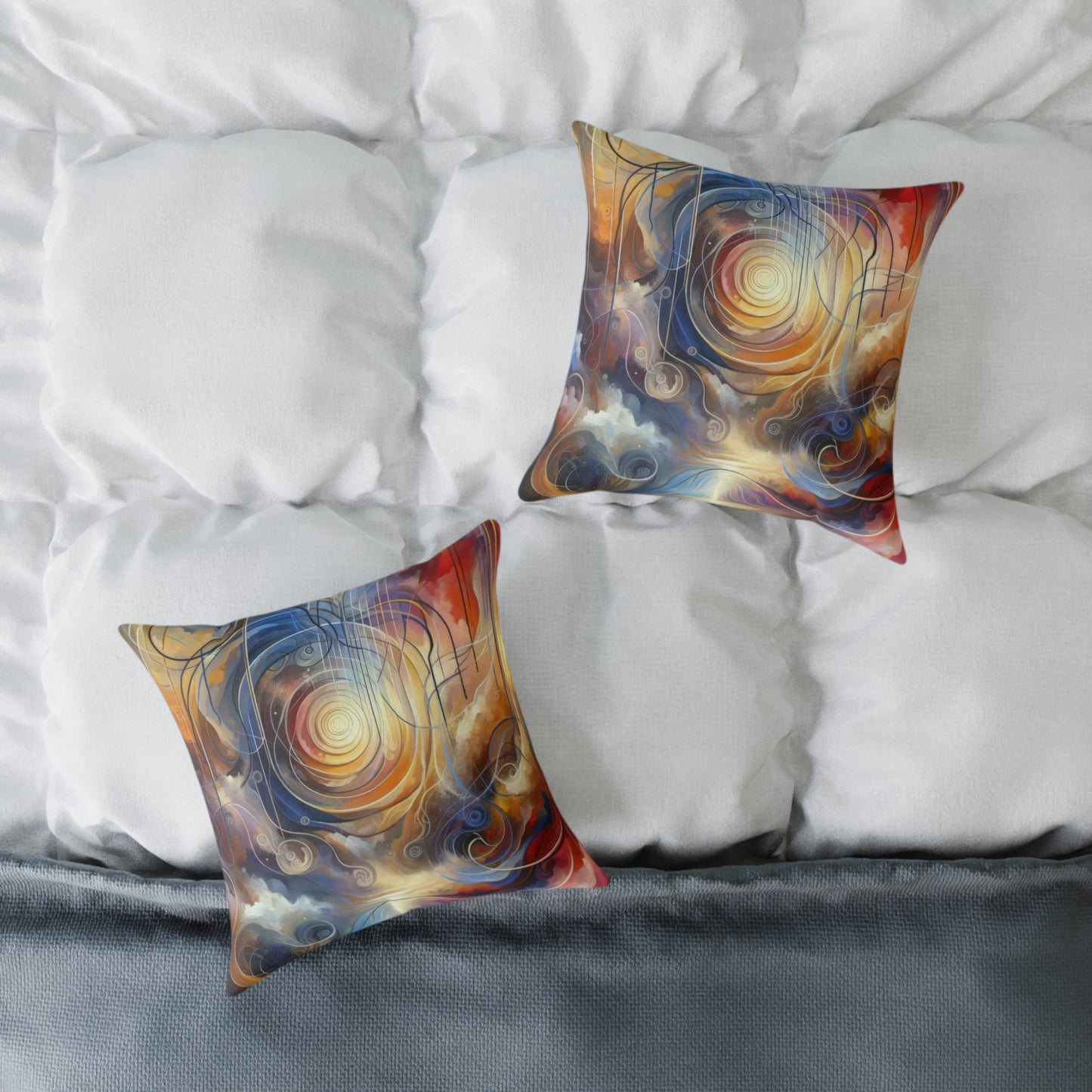 Presence Anchored Tachism Spun Polyester Pillow