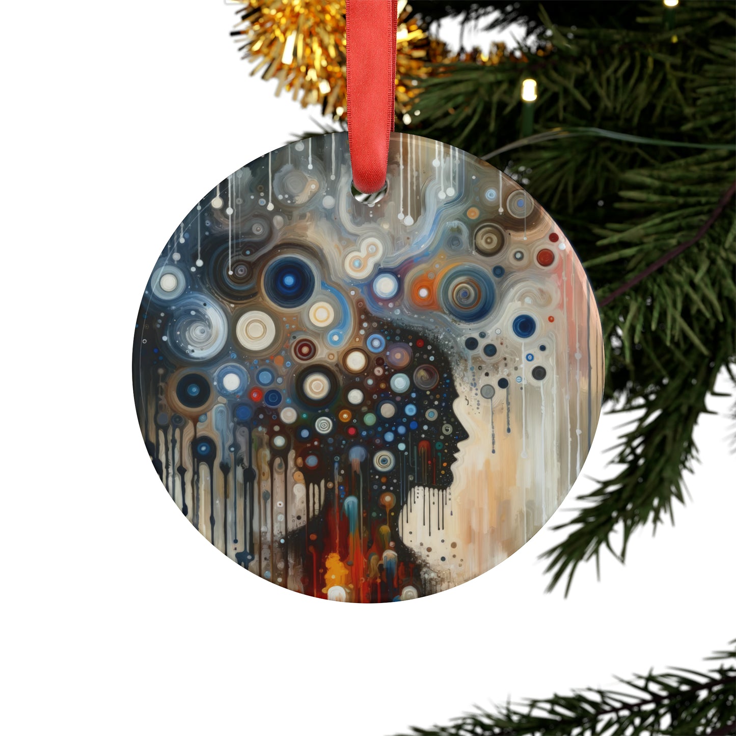 Universal Personal Tachism Acrylic Ornament with Ribbon