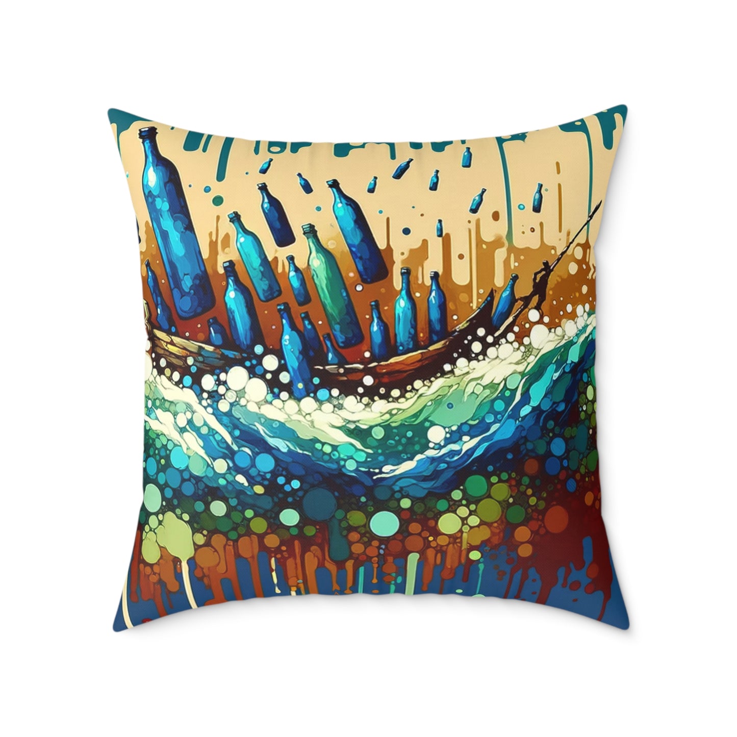Oceanic Bottle Rescue Spun Polyester Pillow