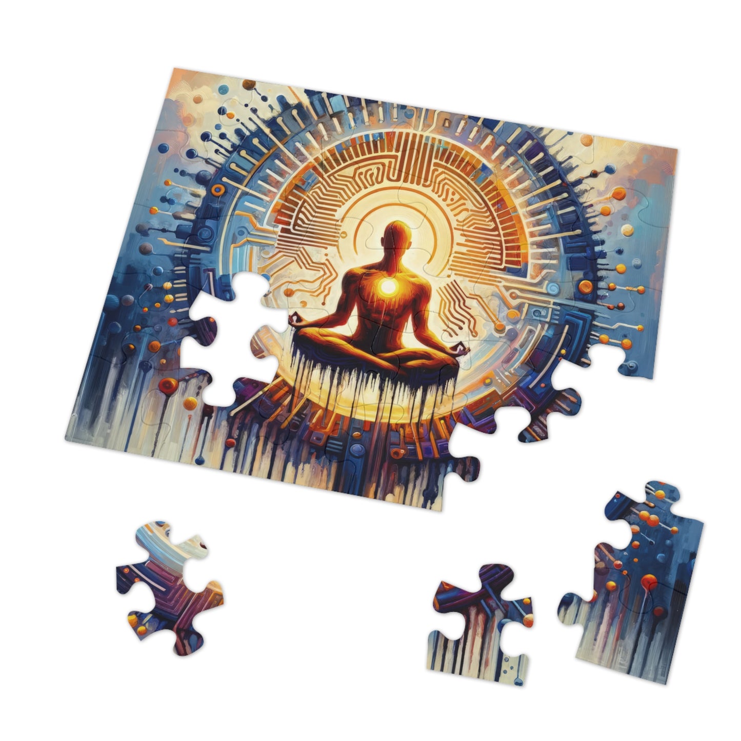 Meditative Technological Fusion Jigsaw Puzzle (30, 110, 252, 500,1000-Piece)