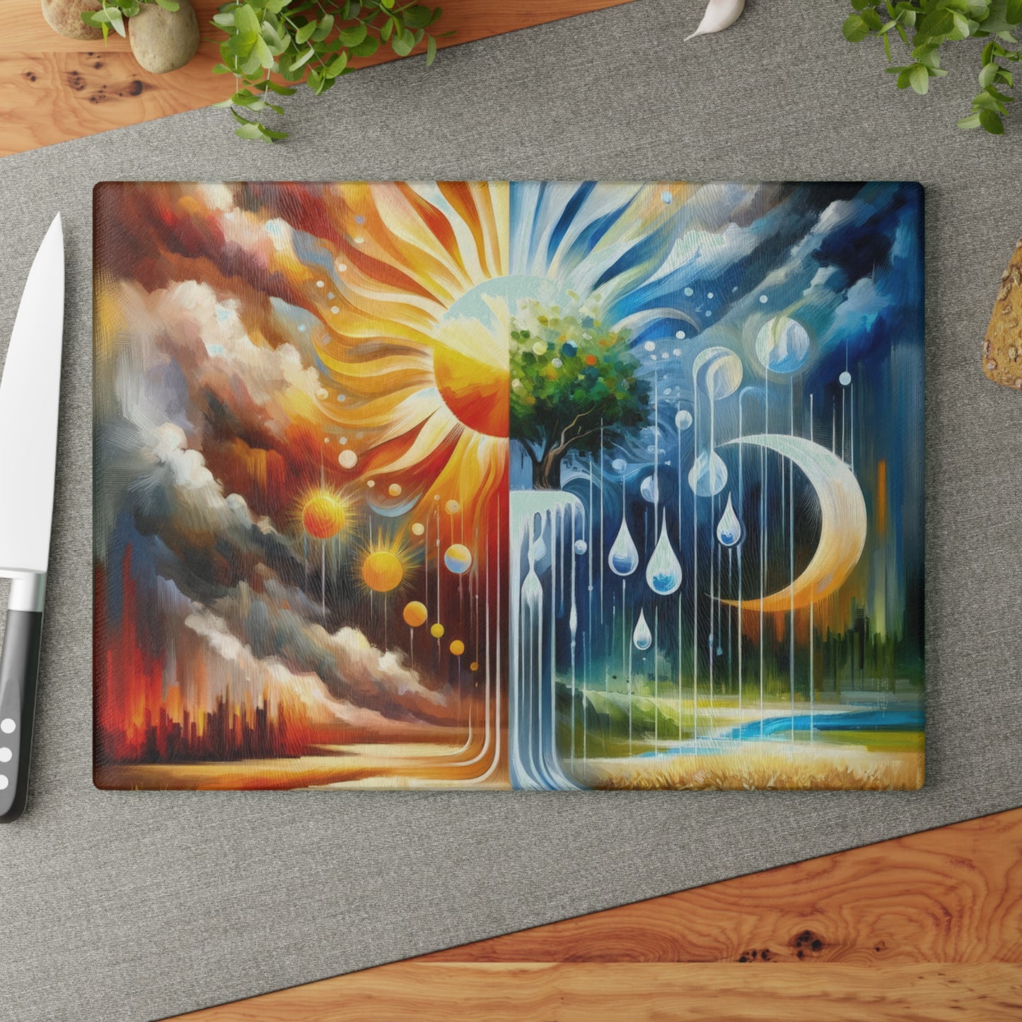Sunshine Harvest Journey Glass Cutting Board