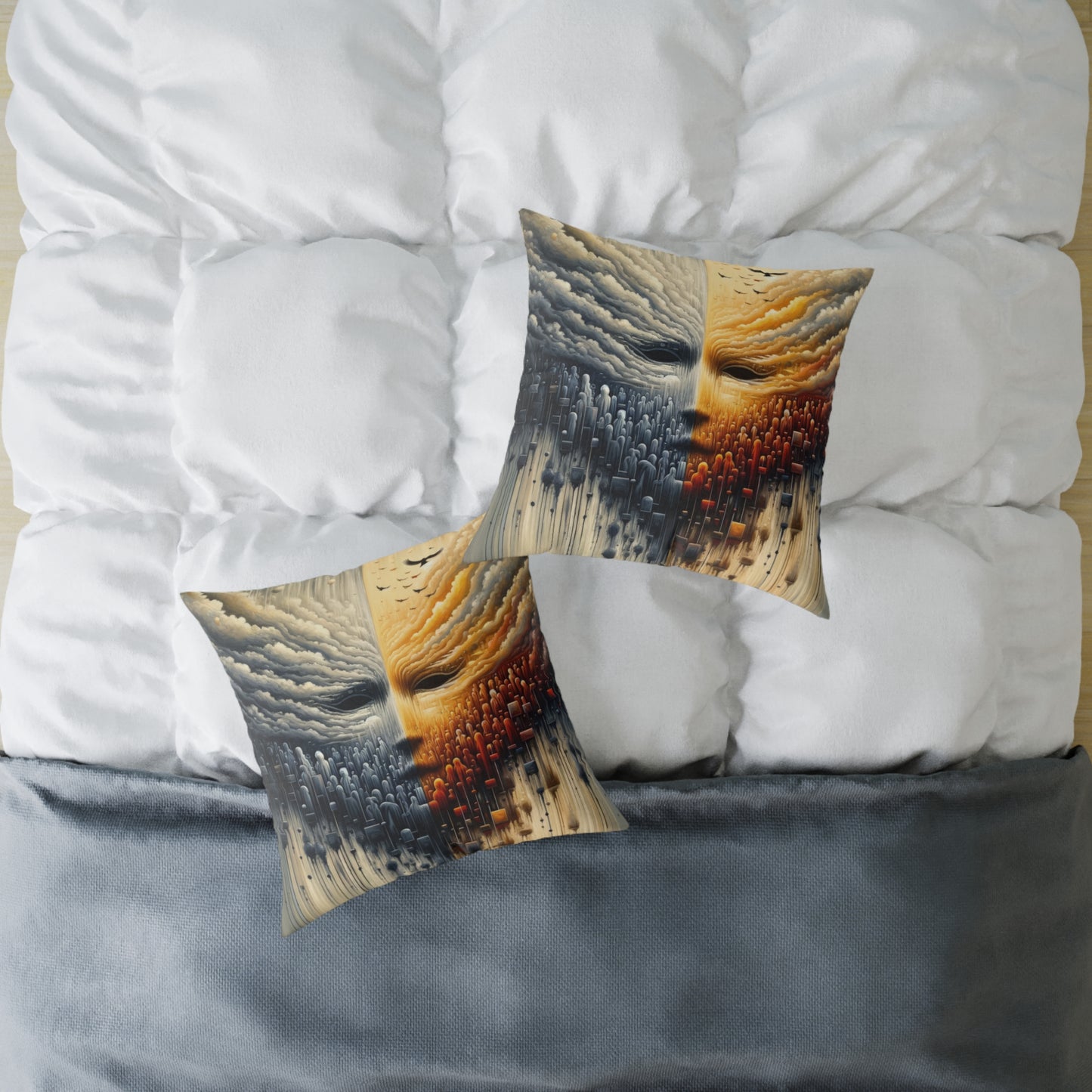Subdued Revolutionary Currents Spun Polyester Pillow