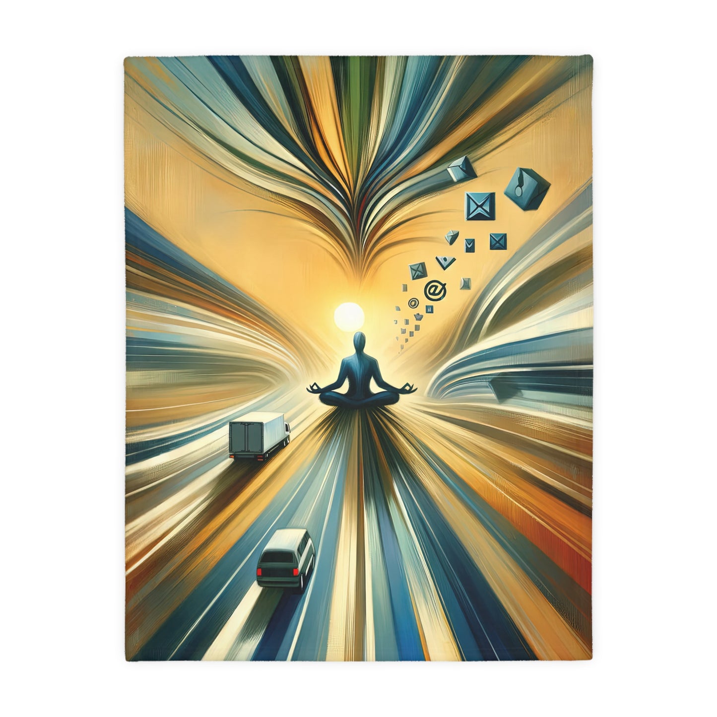 Meditative Commute Flow Velveteen Microfiber Blanket (Two-sided print)
