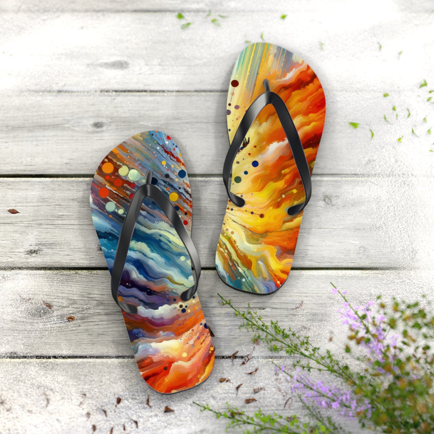 Vibrant Growth Symphony Flip Flops