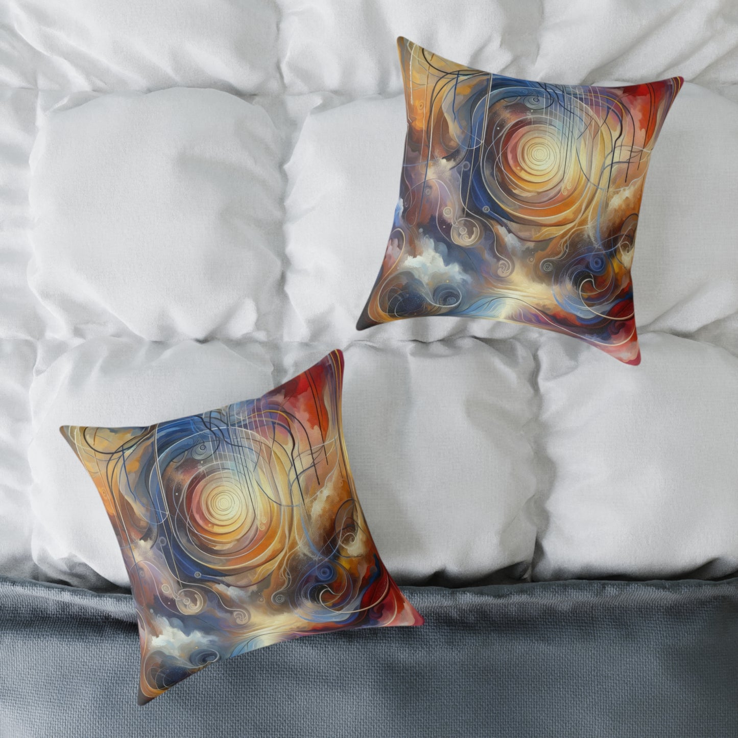 Presence Anchored Tachism Spun Polyester Pillow