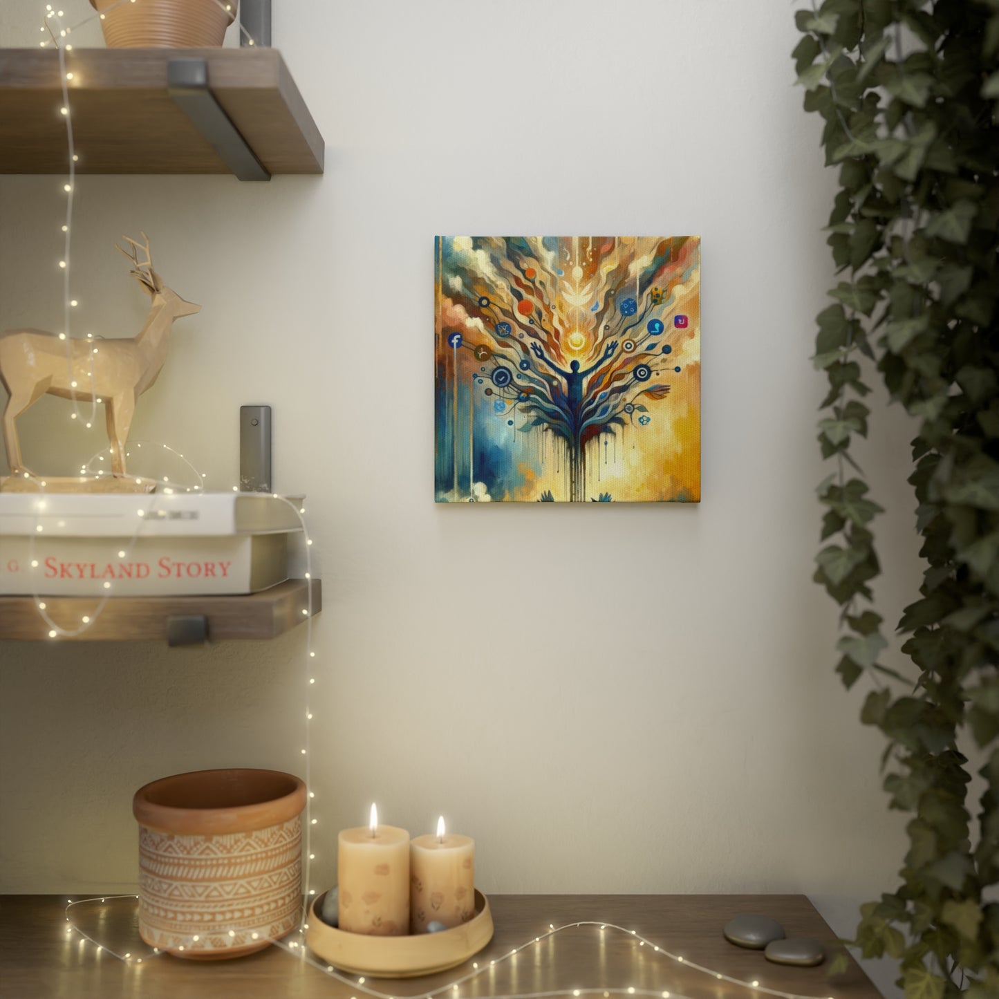 Reflective Digital Meditation Canvas Photo Tile