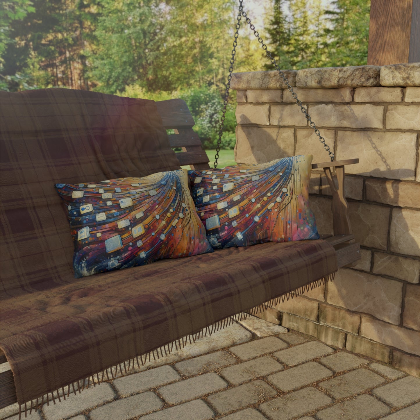 Digital Tapestry Weaving Outdoor Pillows