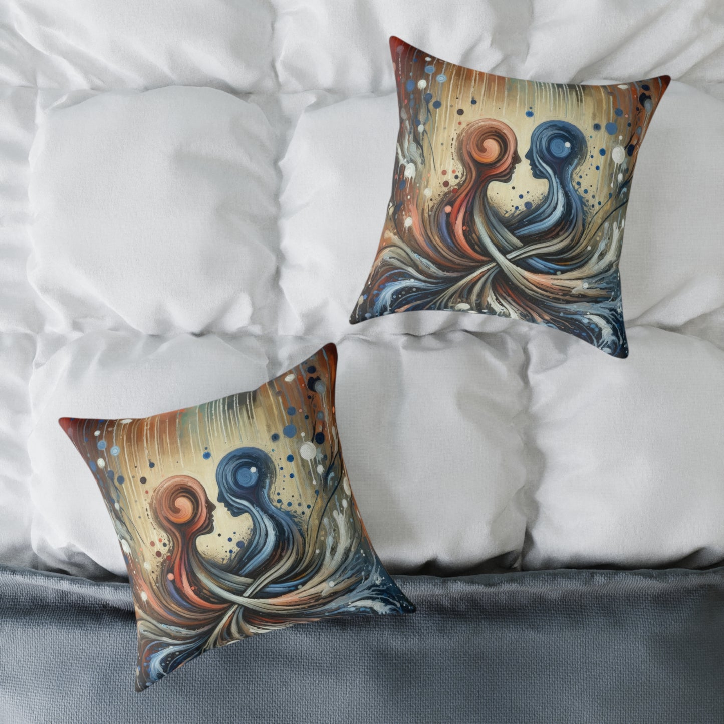 Empathic Connection Tachism Spun Polyester Pillow