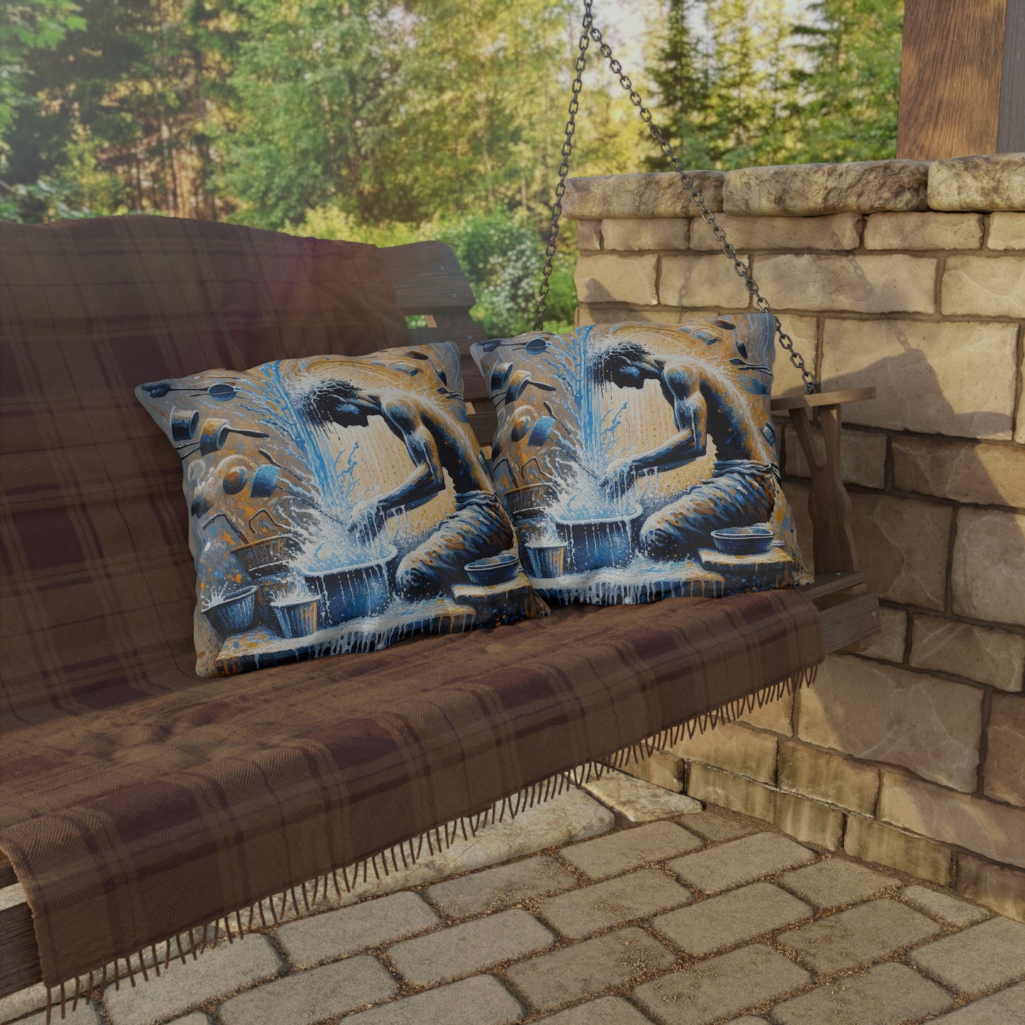 Meditative Kinetic Tachism Outdoor Pillows