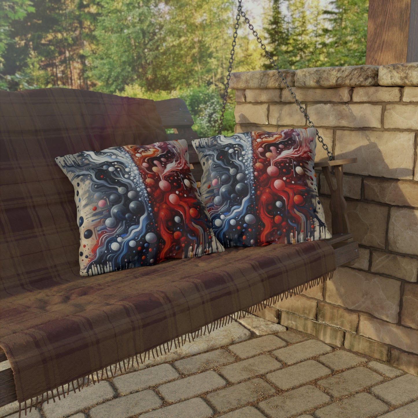 Symbiotic Exchange Abstract Outdoor Pillows