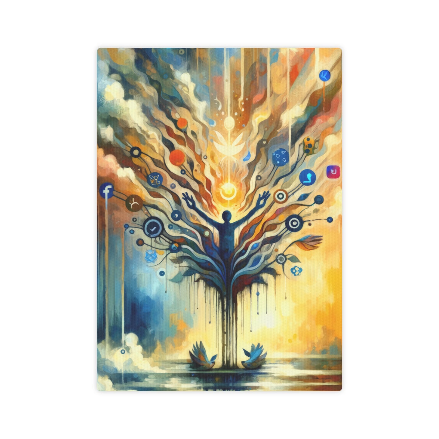 Reflective Digital Meditation Canvas Photo Tile